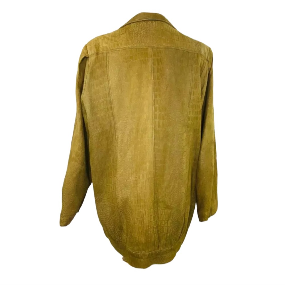 CHRISTIAN LAUREN 80s Suede Leather Jacket Textured VNTG Olive Green NY Buttery - Picture 6 of 11